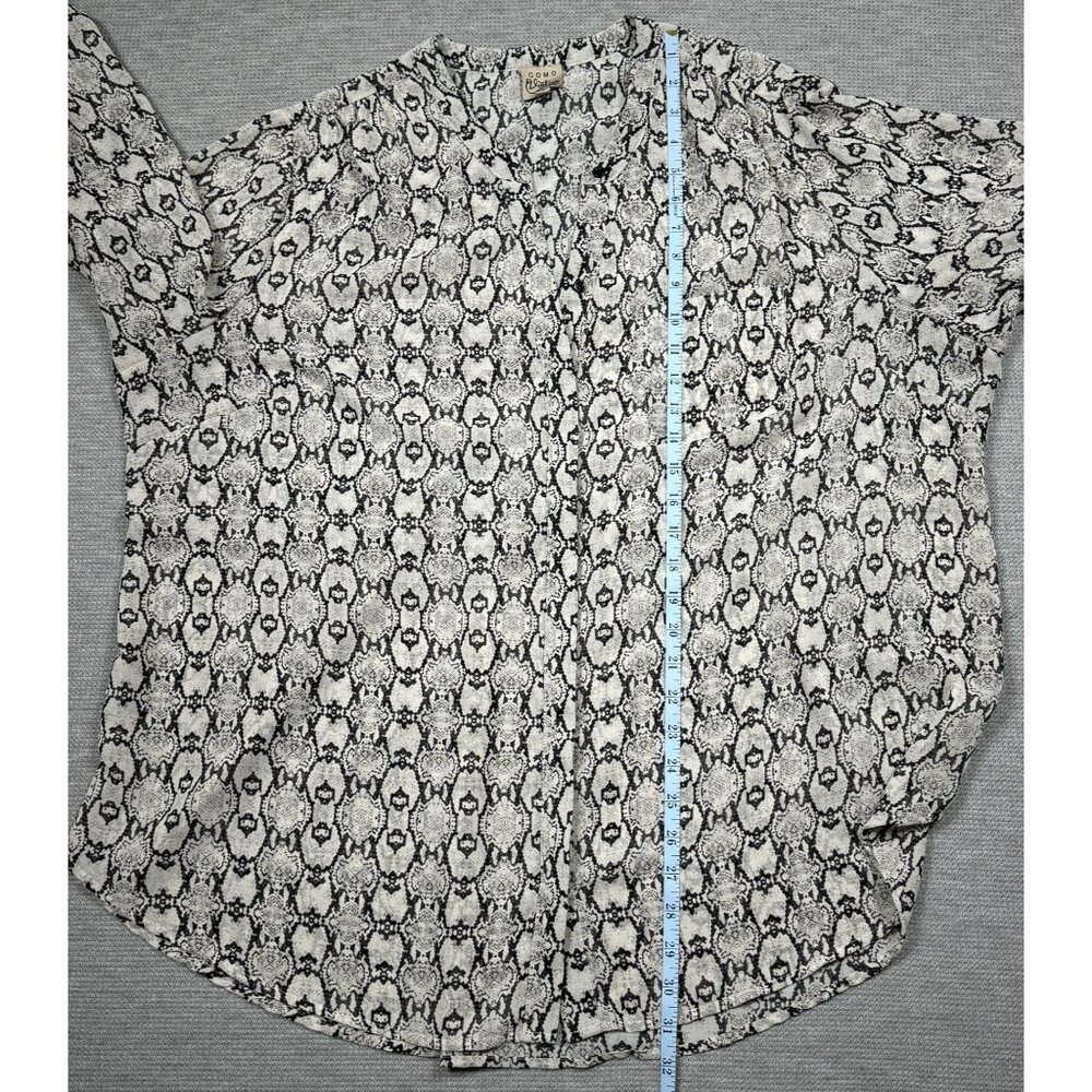Como Vintage Snake Print Blouse Womens 2X Black Gray Long Sleeve Semi-Sheer - Picture 11 of 15